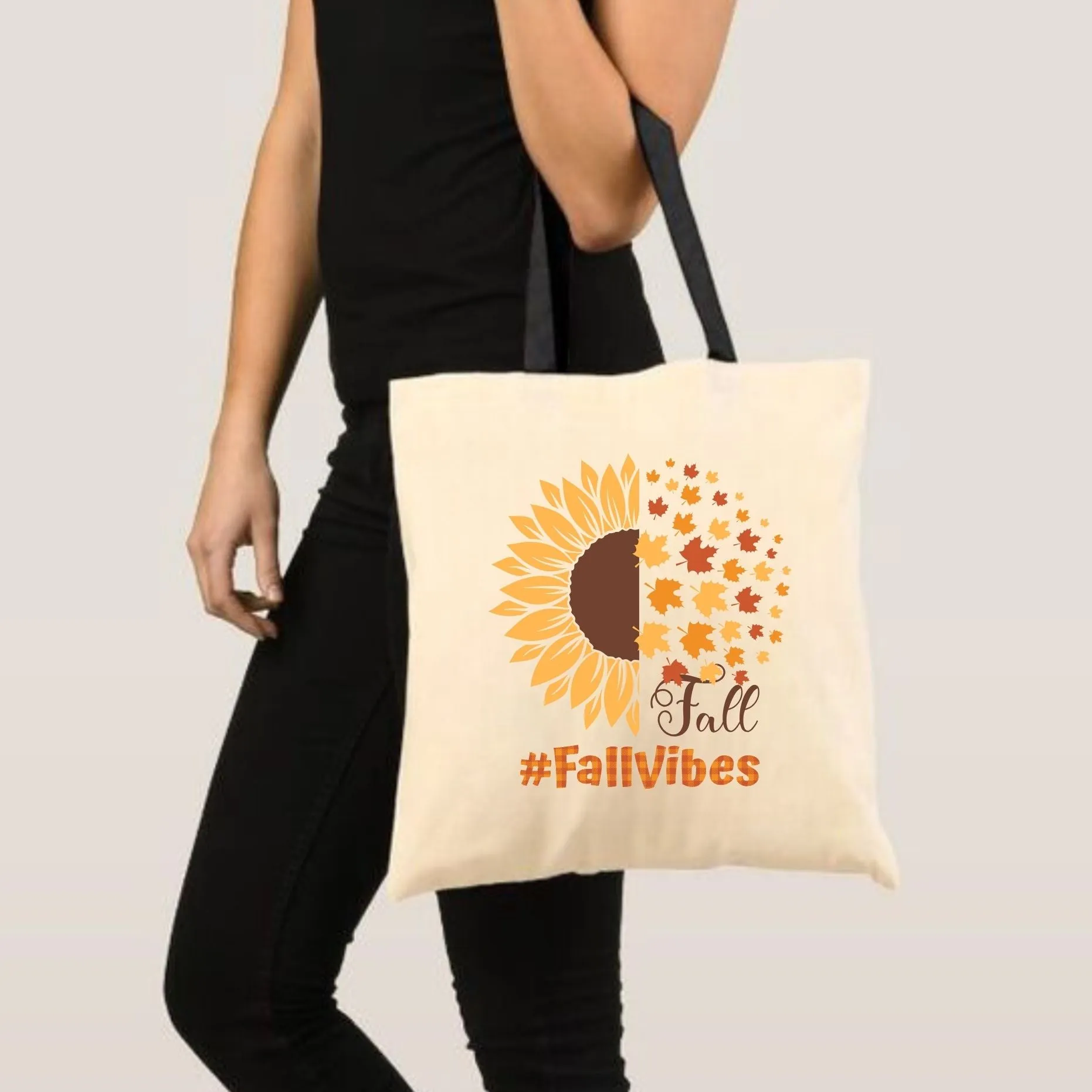 Peach Blossom Women's Cotton Printed Tote Bag With Zipper and Pouch
