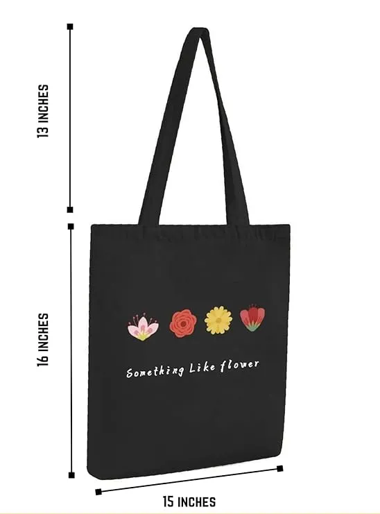 Peach Blossom Women's Cotton Printed Tote Bag With Zipper and Pouch