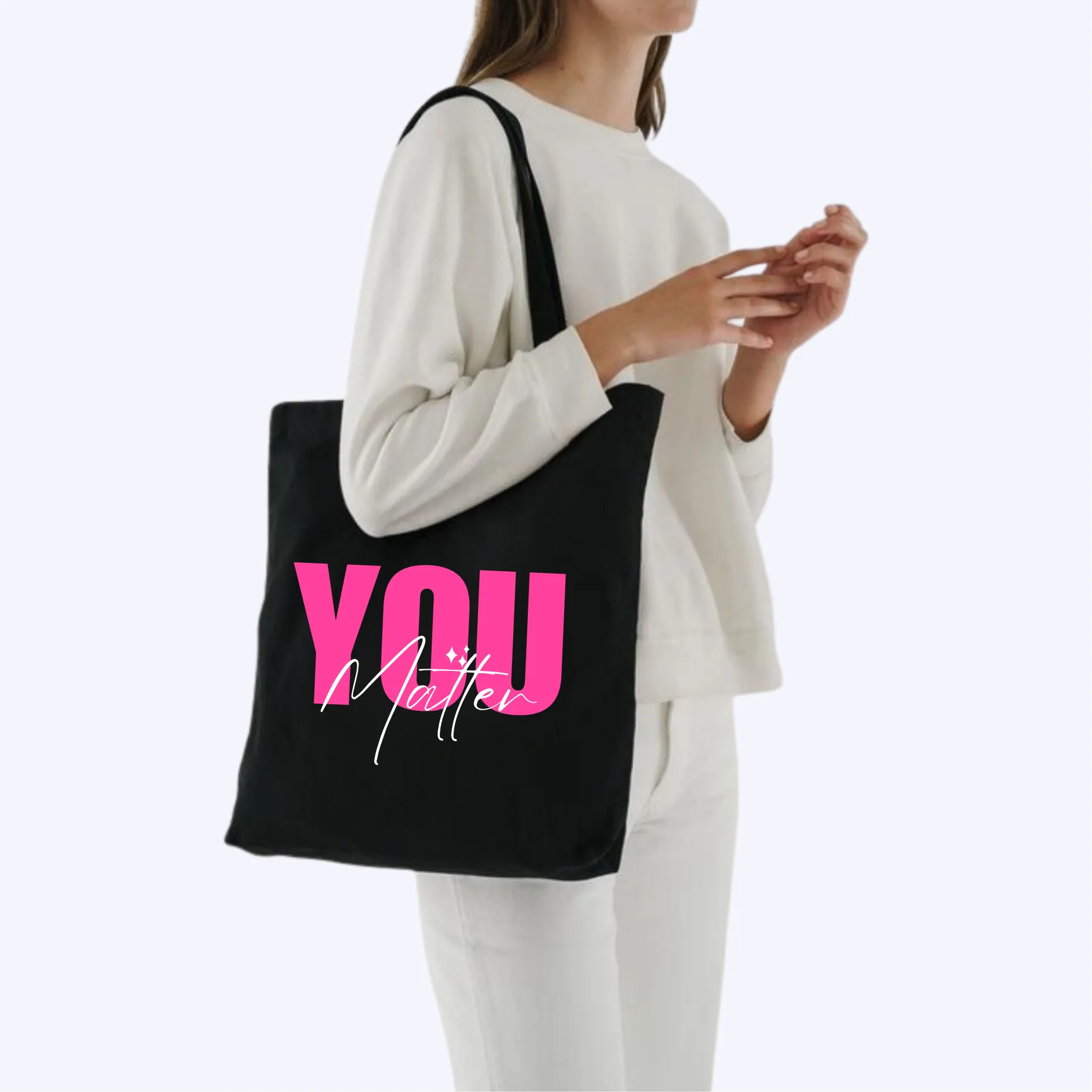 Peach Blossom Women's Cotton Printed Tote Bag With Zipper and Pouch