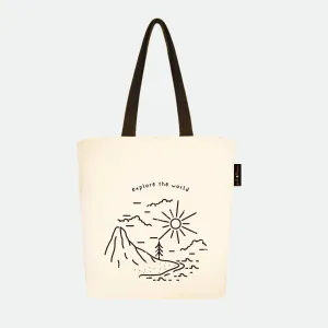 Peach Blossom Women's Cotton Printed Tote Bag With Zipper and Pouch