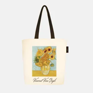 Peach Blossom Women's Cotton Printed Tote Bag With Zipper and Pouch