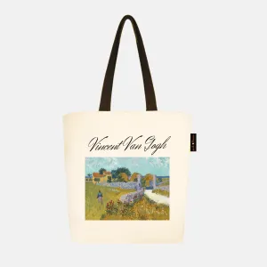 Peach Blossom Women's Cotton Printed Tote Bag With Zipper and Pouch