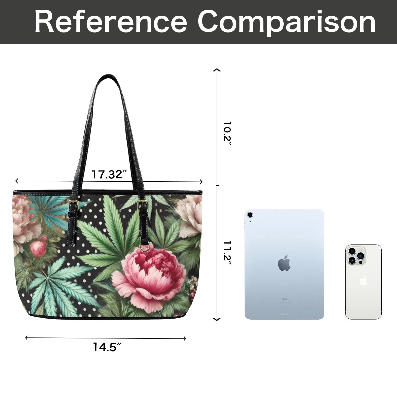 Peony & Pot Leathery Large Tote