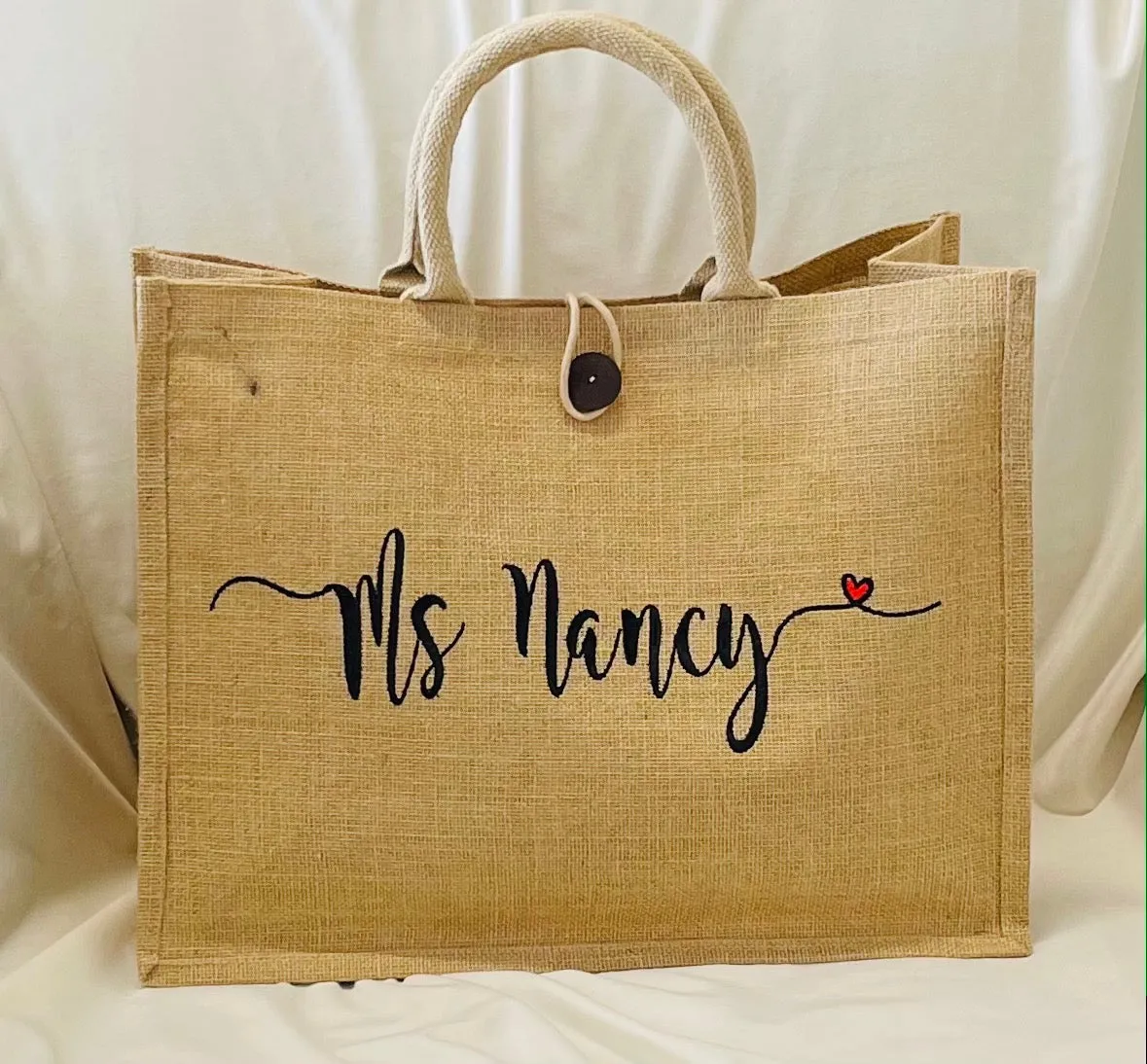 Personalised Heart Jute Bag