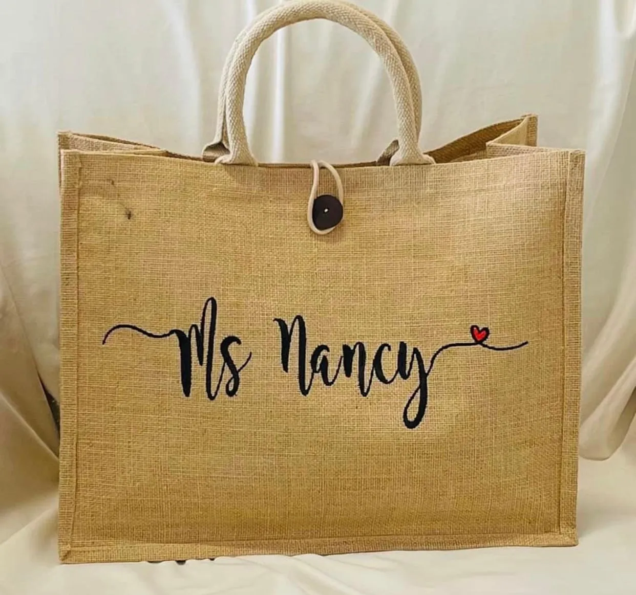 Personalised Heart Jute Bag