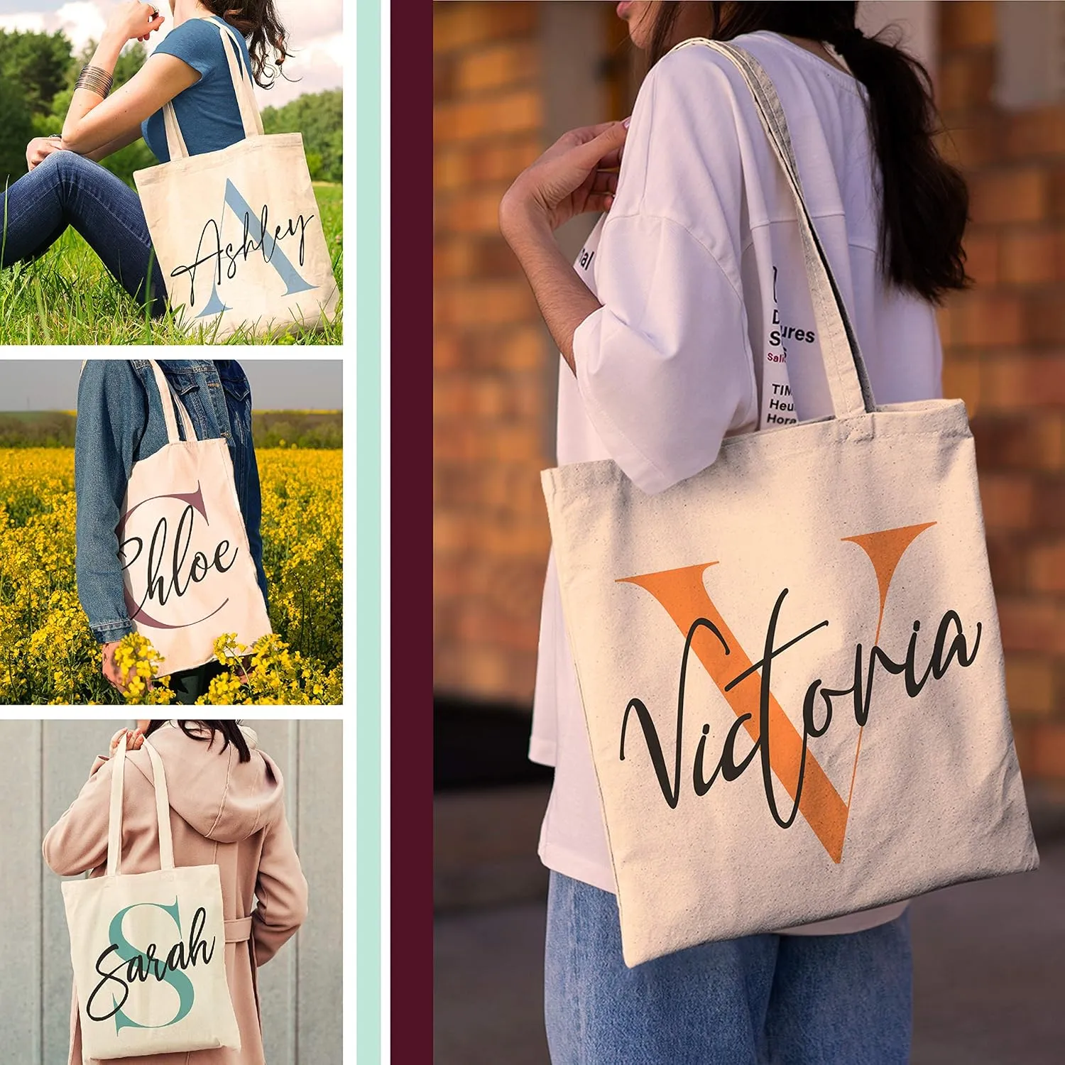 Personalized Initial Tote Bag Gifts - Custom Totes