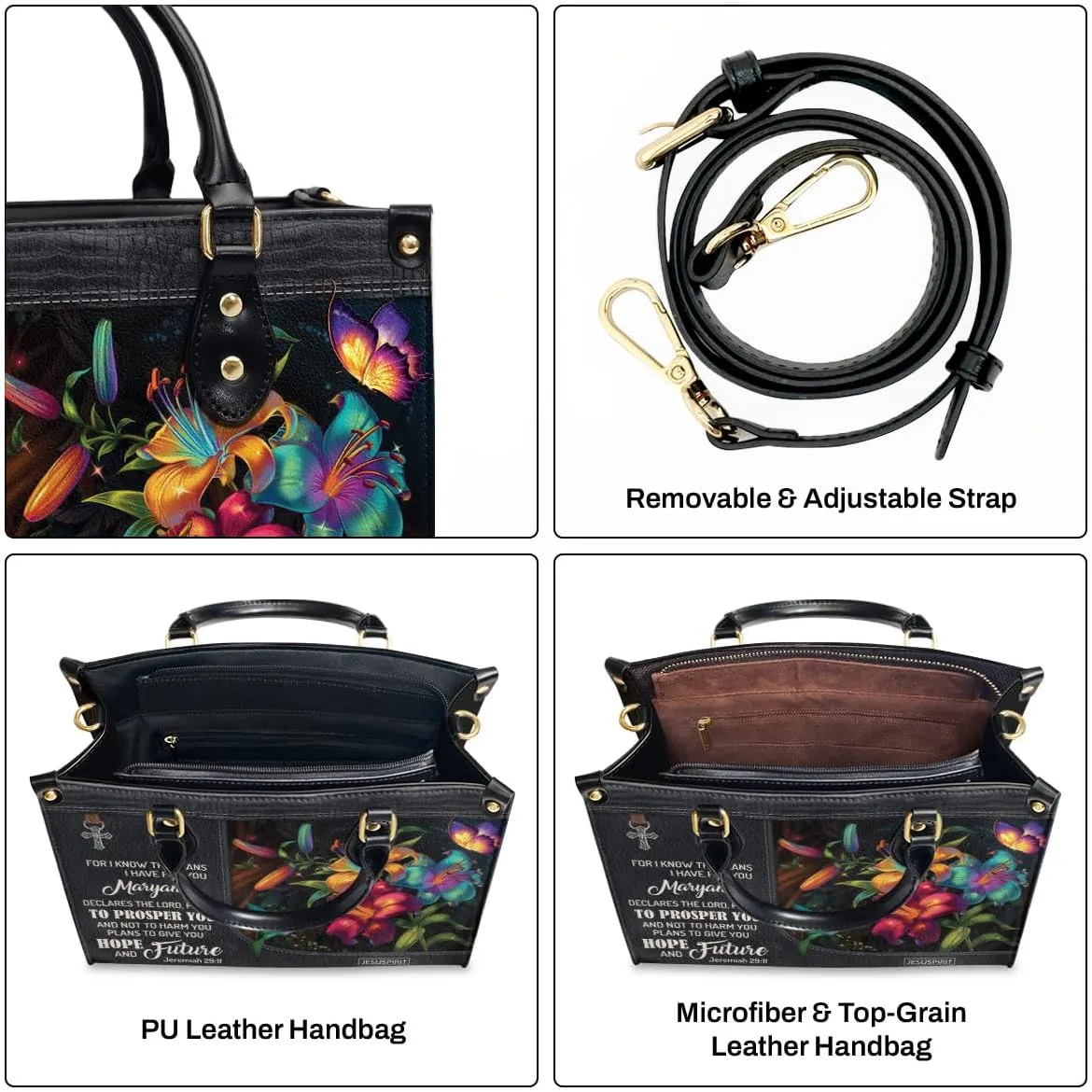 Personalized Leather Handbags For Woman - Christmas Gifts For Women - Christian Gifts