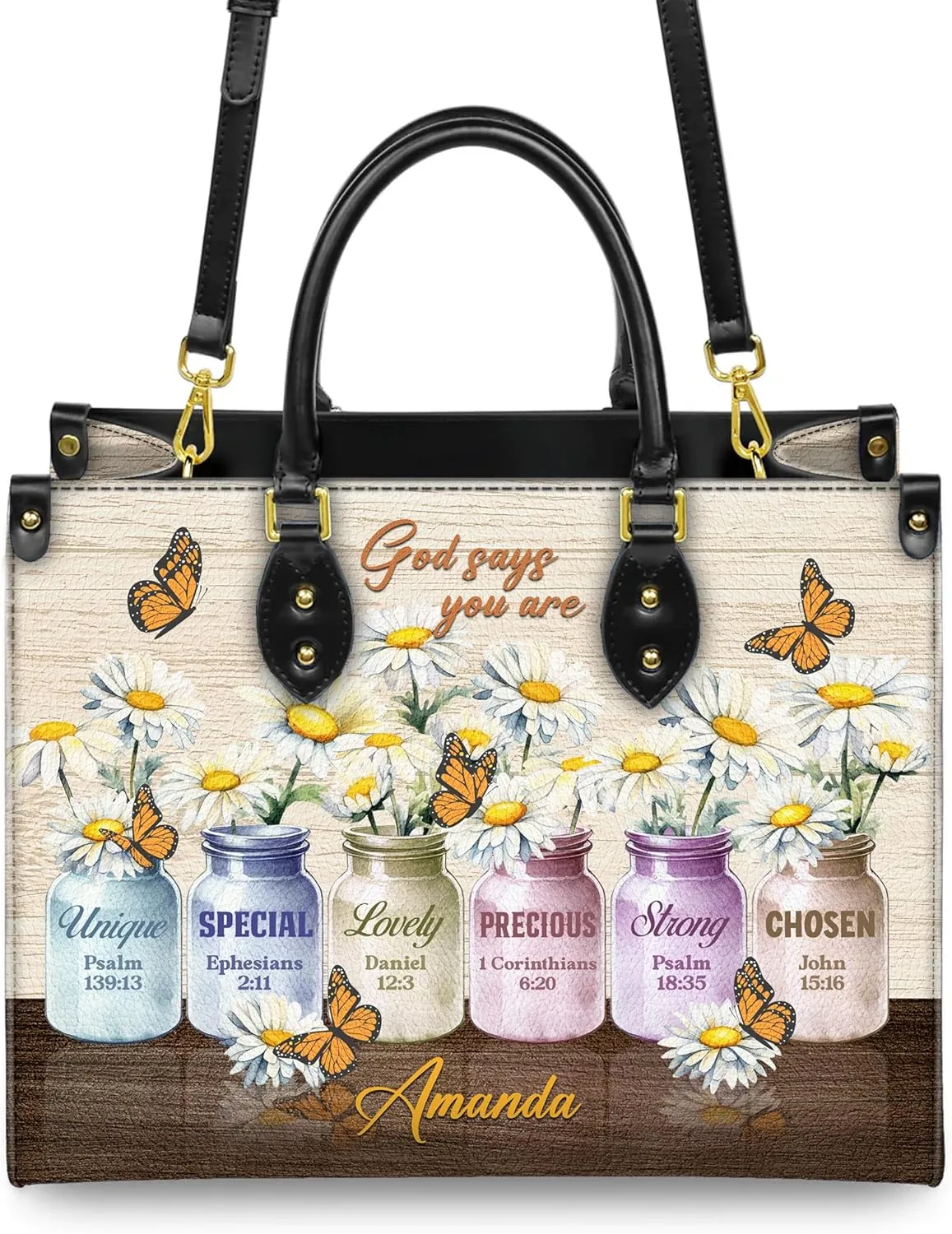 Personalized Leather Handbags with Name & Zipper – Perfect Christian Purses for Women | Ideal Mother's Day Gifts