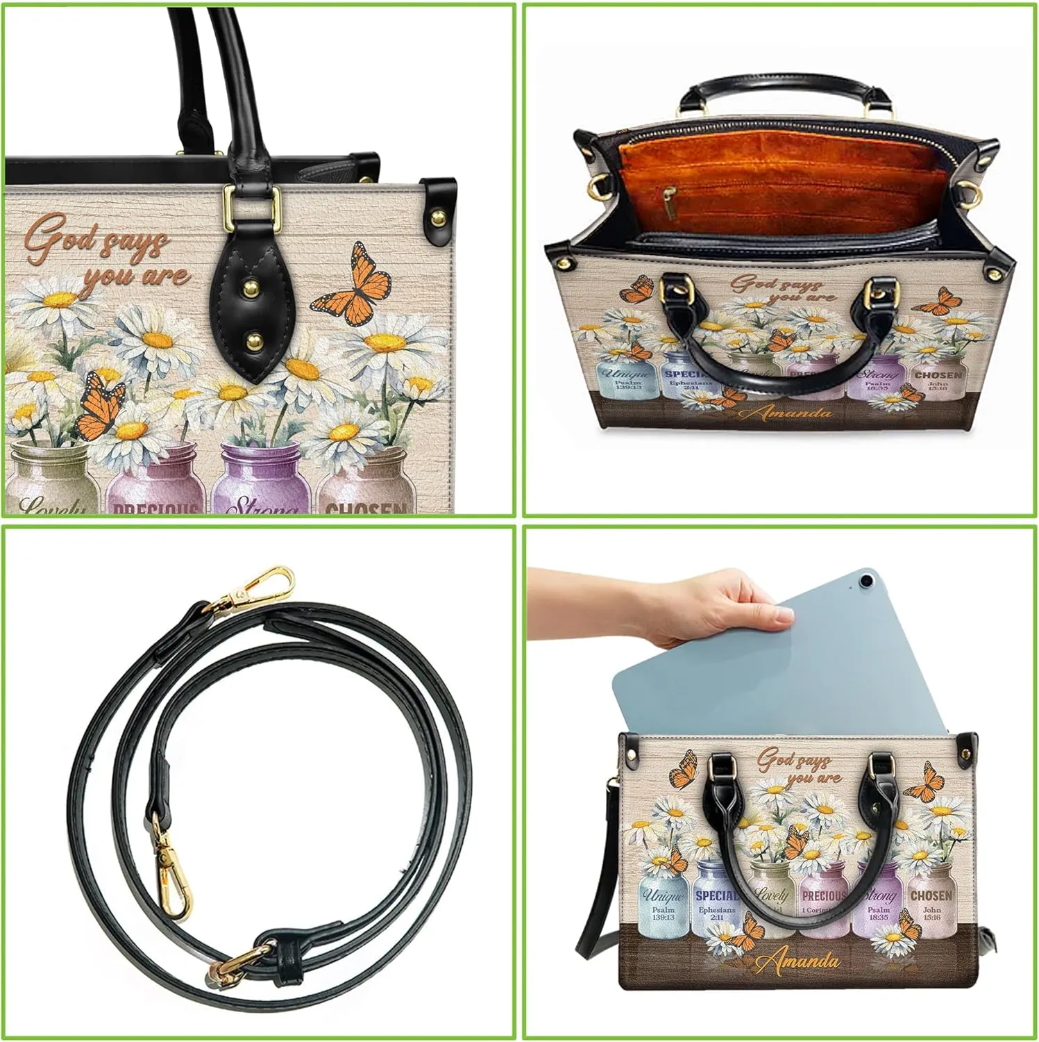 Personalized Leather Handbags with Name & Zipper – Perfect Christian Purses for Women | Ideal Mother's Day Gifts