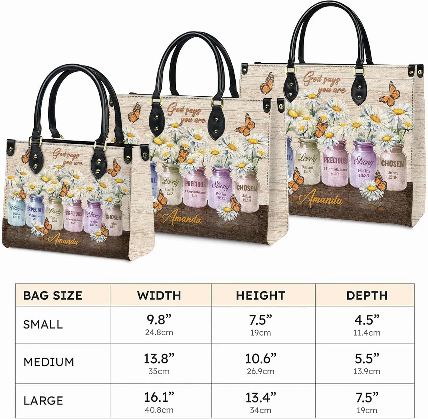 Personalized Leather Handbags with Name & Zipper – Perfect Christian Purses for Women | Ideal Mother's Day Gifts