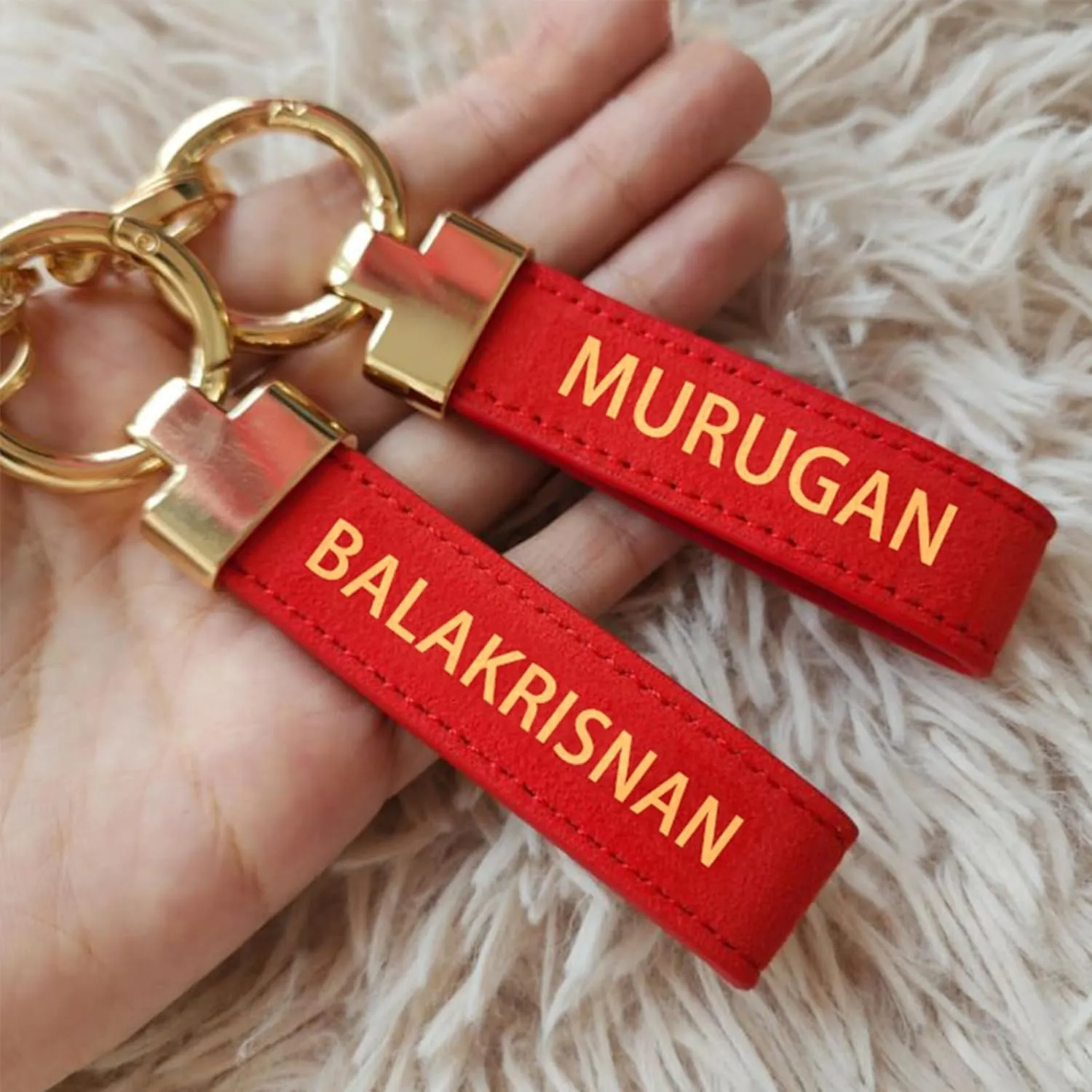 Personalized Leather Keychain Custom Engraved Name Keychain for Birthday Men and Women