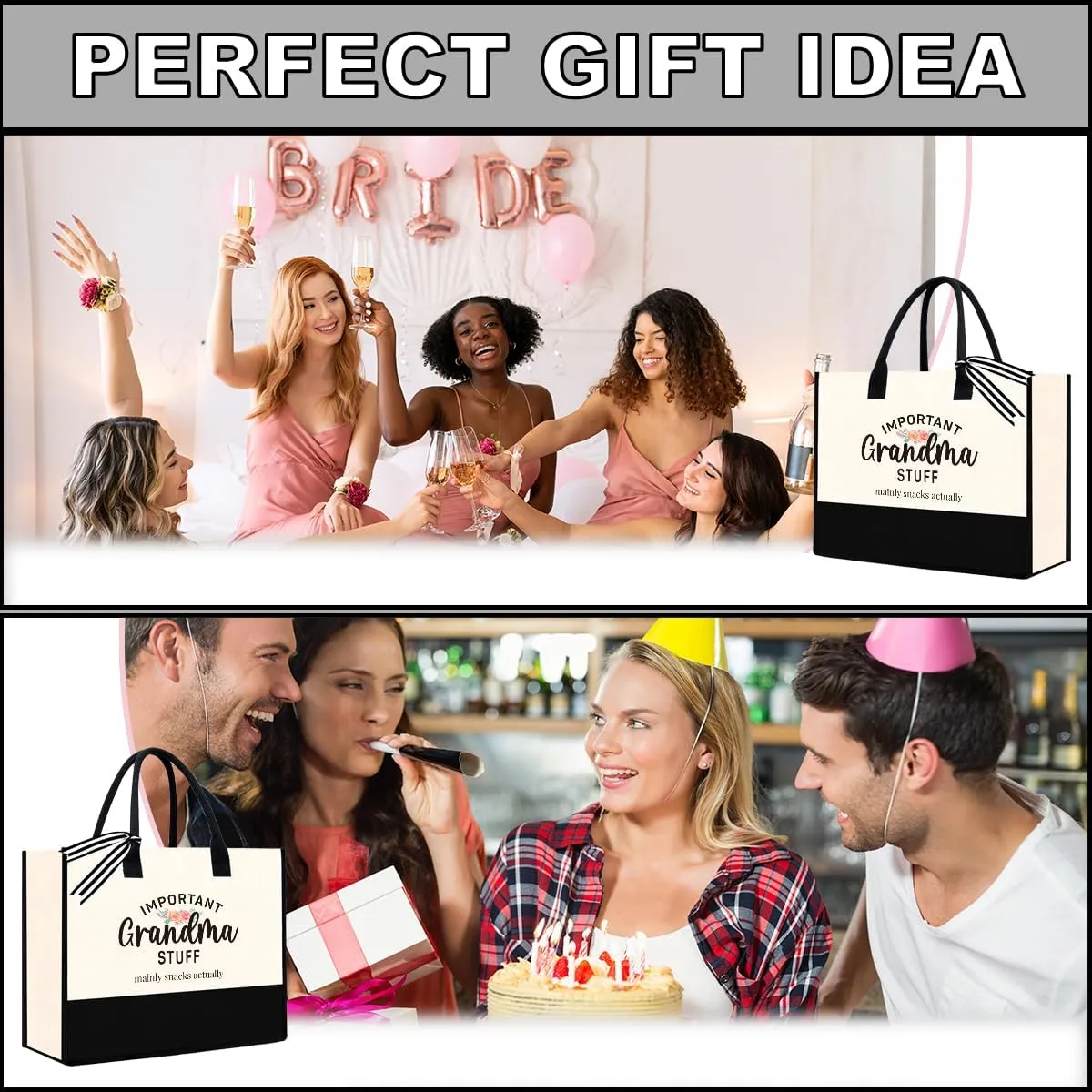 Personalized Mother's Day Xmas Gifts for Mimi Grandma Nana GiGi Granny Mom Memaw Aunt Bride Nurse Important Stuff Tote Bag