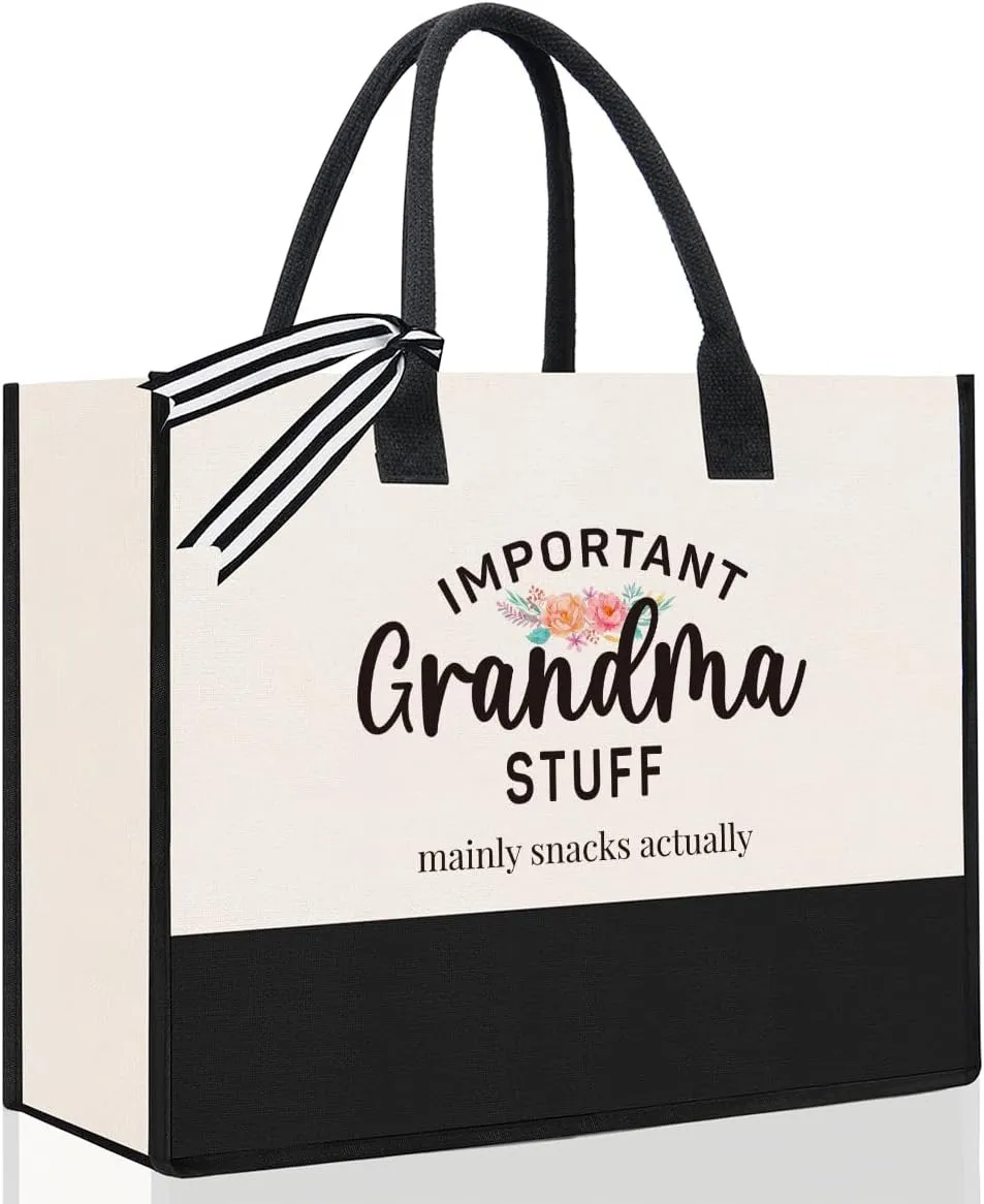 Personalized Mother's Day Xmas Gifts for Mimi Grandma Nana GiGi Granny Mom Memaw Aunt Bride Nurse Important Stuff Tote Bag