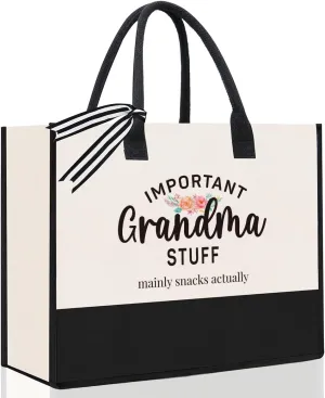 Personalized Mother's Day Xmas Gifts for Mimi Grandma Nana GiGi Granny Mom Memaw Aunt Bride Nurse Important Stuff Tote Bag
