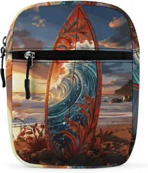 Personalized Small Crossbody Bag Water Resistant Messenger Bags Mini Colorful Surfboard Printing SlingBag For Men Women