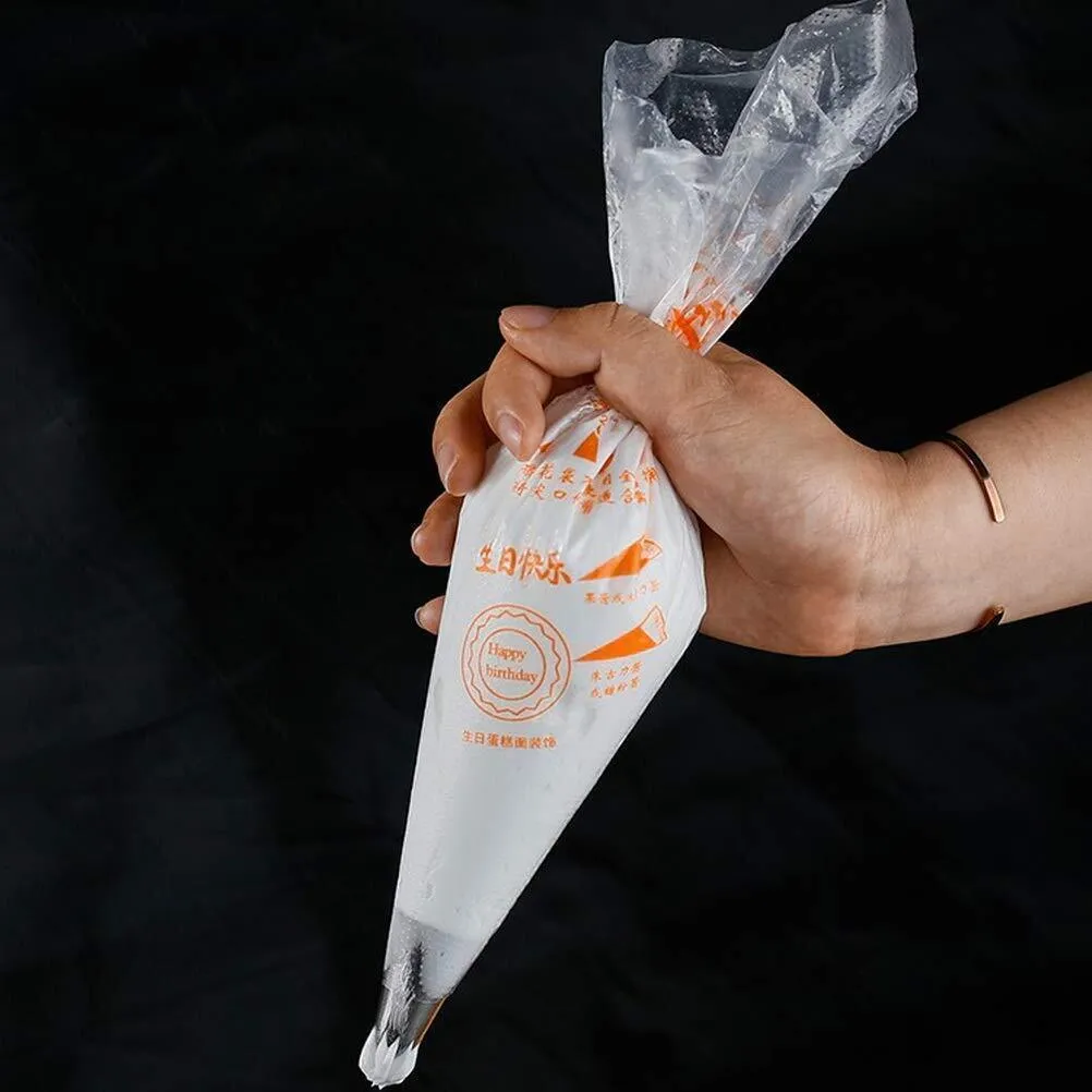 Piping Bags 100/200PCS Plastic Clear Disposable Red/Orange