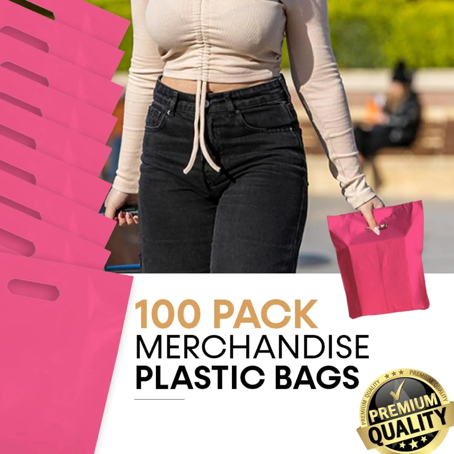PLASTIC MERCHANDISE STORE BAGS, sizes, 9"x12", 12"x15"& 15x18 and more Retail Bags (Fuchsia, 12" x 15")