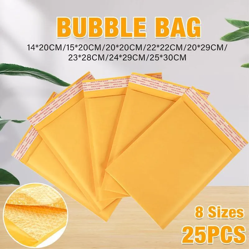 Poly Bubble Mailers 25PCS 8Sizes Yellow Plastic Padded Bags