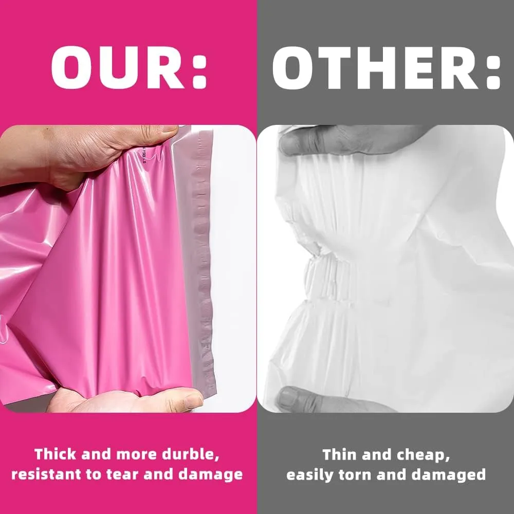 POLYSELLS 1000 pcs 7.5x10.5 Inches Pink Poly Mailers Shipping Envelopes, Strong Adhesive Sealing, Waterproof, and Tear-resistant Postal Mailing Bags for Clothing, Books, and Accessories