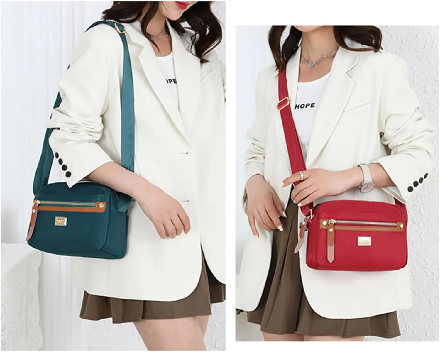 Popularate Nylon Crossbody Bag, Nylon Shoulder Messenger Bag, Large Capacity Crossbody Handbag for Women