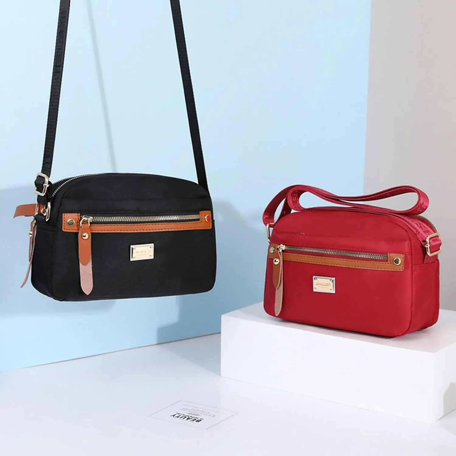 Popularate Nylon Crossbody Bag, Nylon Shoulder Messenger Bag, Large Capacity Crossbody Handbag for Women