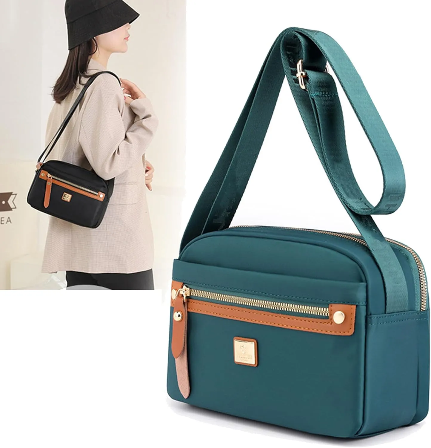 Popularate Nylon Crossbody Bag, Nylon Shoulder Messenger Bag, Large Capacity Crossbody Handbag for Women