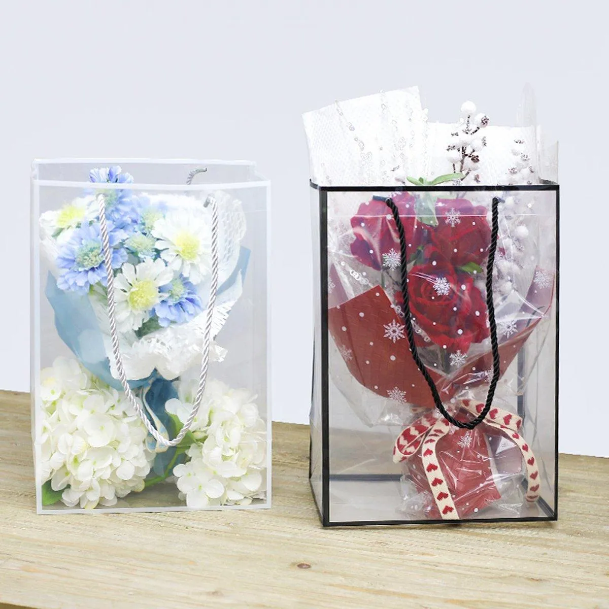 Premium PVC Clear Tote Bags Gift Packaging 10PCS
