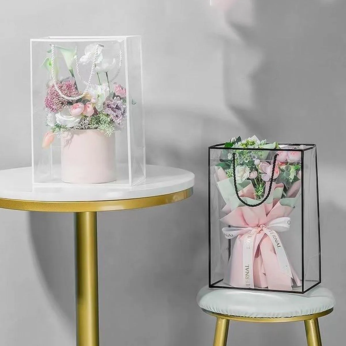 Premium PVC Clear Tote Bags Gift Packaging 10PCS
