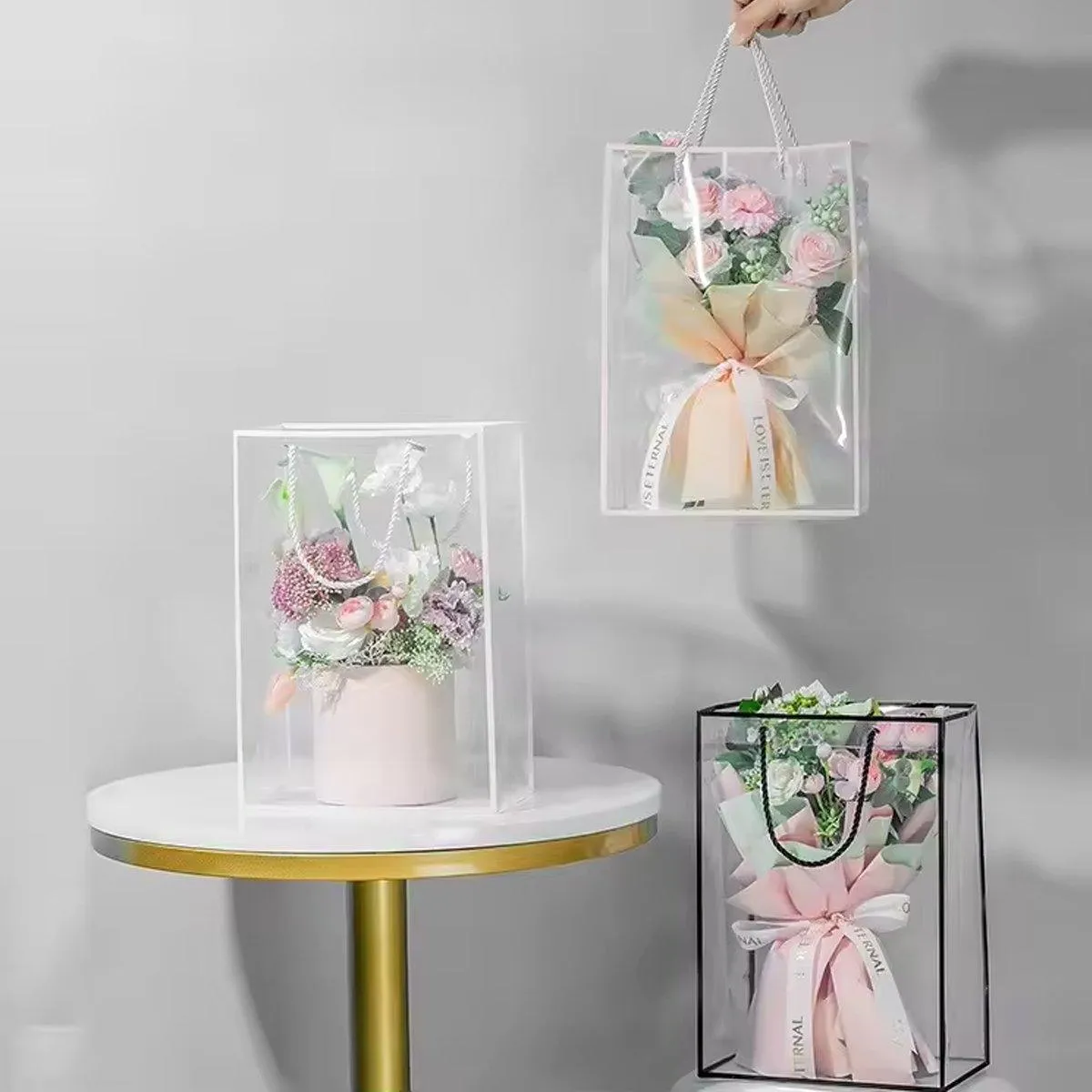 Premium PVC Clear Tote Bags Gift Packaging 10PCS