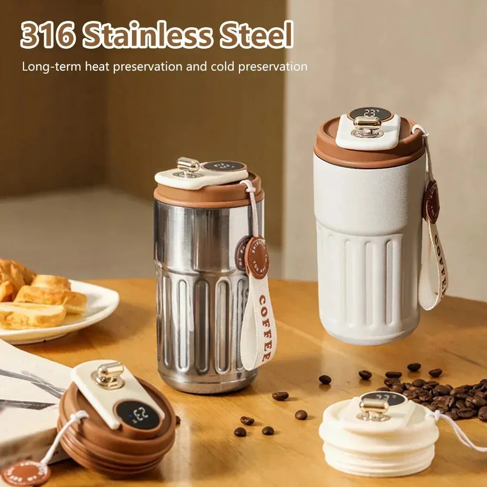 Premium Smart Thermos Bottle – 450ml Stainless Steel Vacuum Cup with Temperature Display, Portable Business Thermal Mug for Coffee, Office, and Travel, Durable 316 Steel Insulation