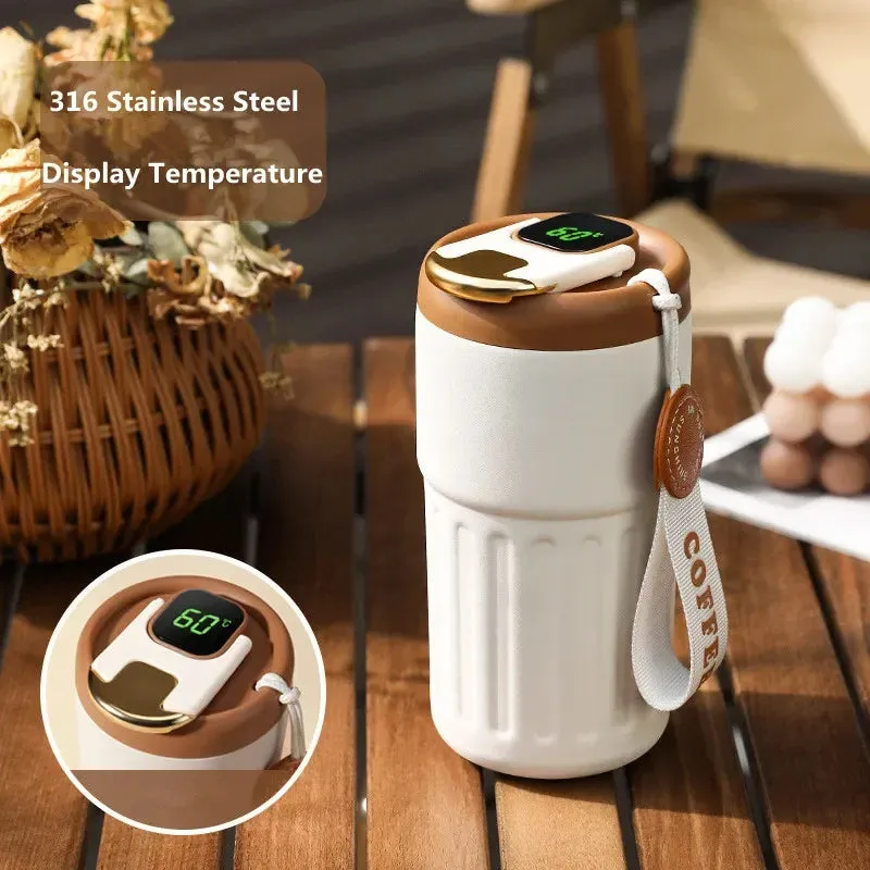 Premium Smart Thermos Bottle – 450ml Stainless Steel Vacuum Cup with Temperature Display, Portable Business Thermal Mug for Coffee, Office, and Travel, Durable 316 Steel Insulation