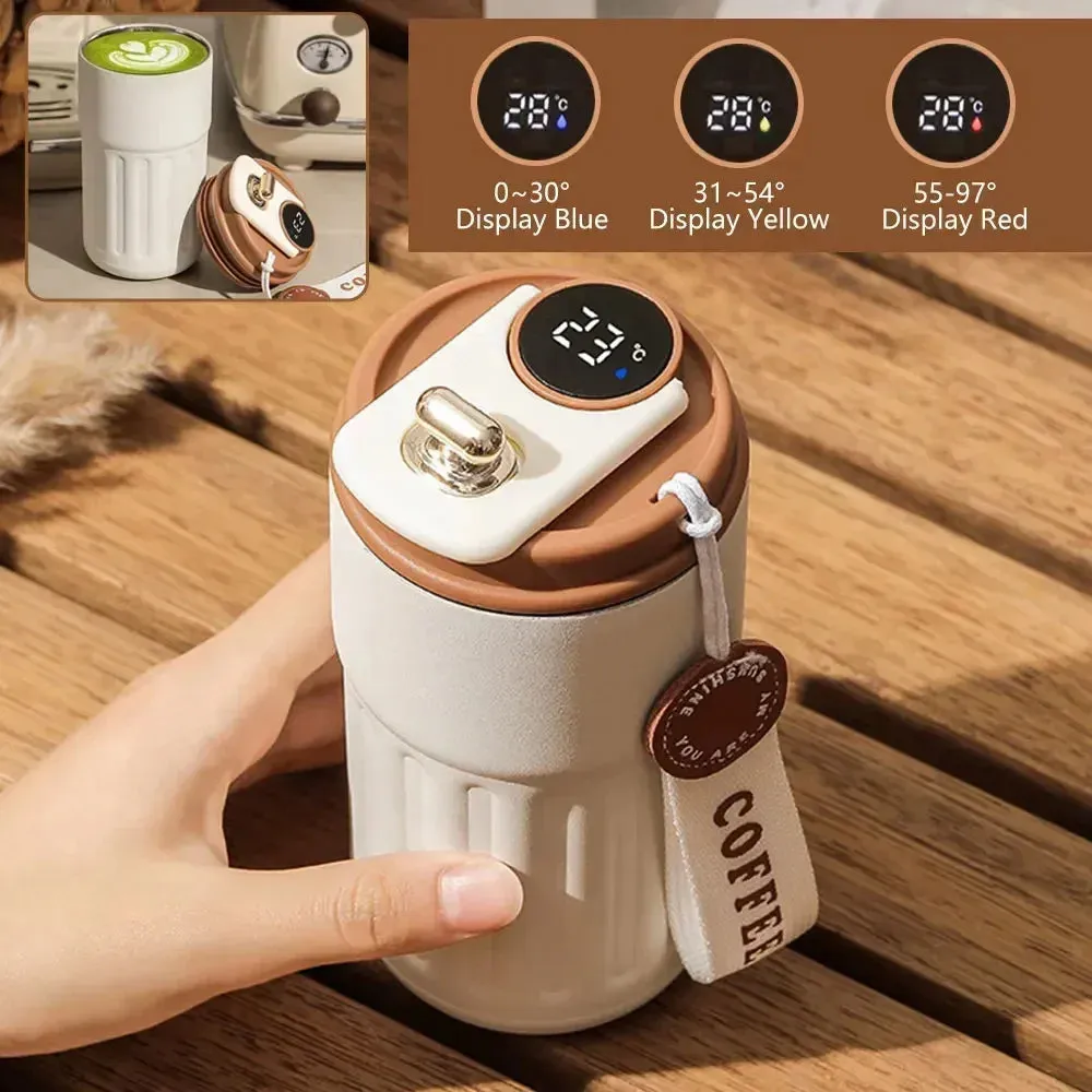 Premium Smart Thermos Bottle – 450ml Stainless Steel Vacuum Cup with Temperature Display, Portable Business Thermal Mug for Coffee, Office, and Travel, Durable 316 Steel Insulation