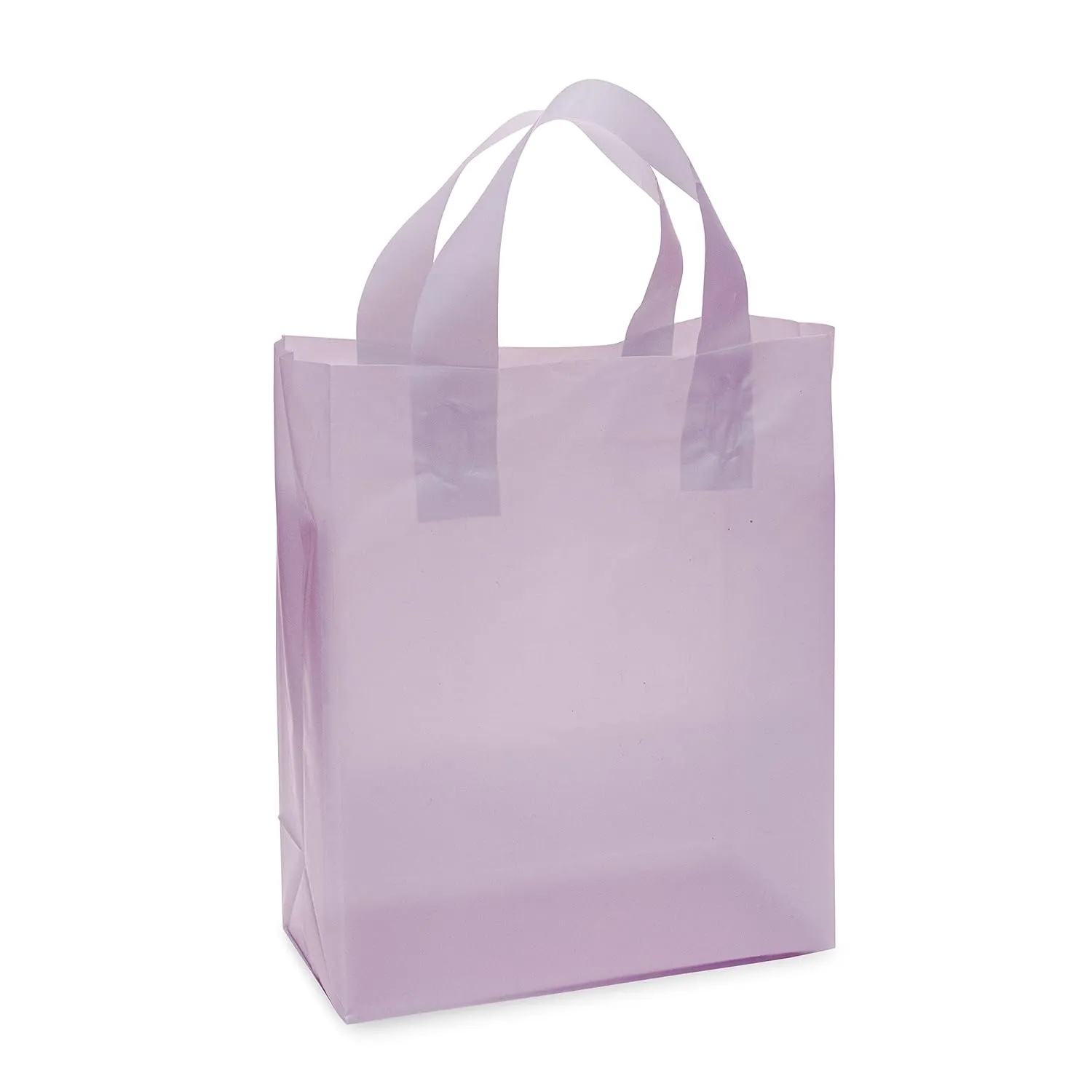 Prime Line Packaging Plastic Gift Bags for Small Business, Purple Tote Bags for Boutiques, Goodie, Party Favor, Takeout, Thank you, Bulk, 8x4x10 100 Pack