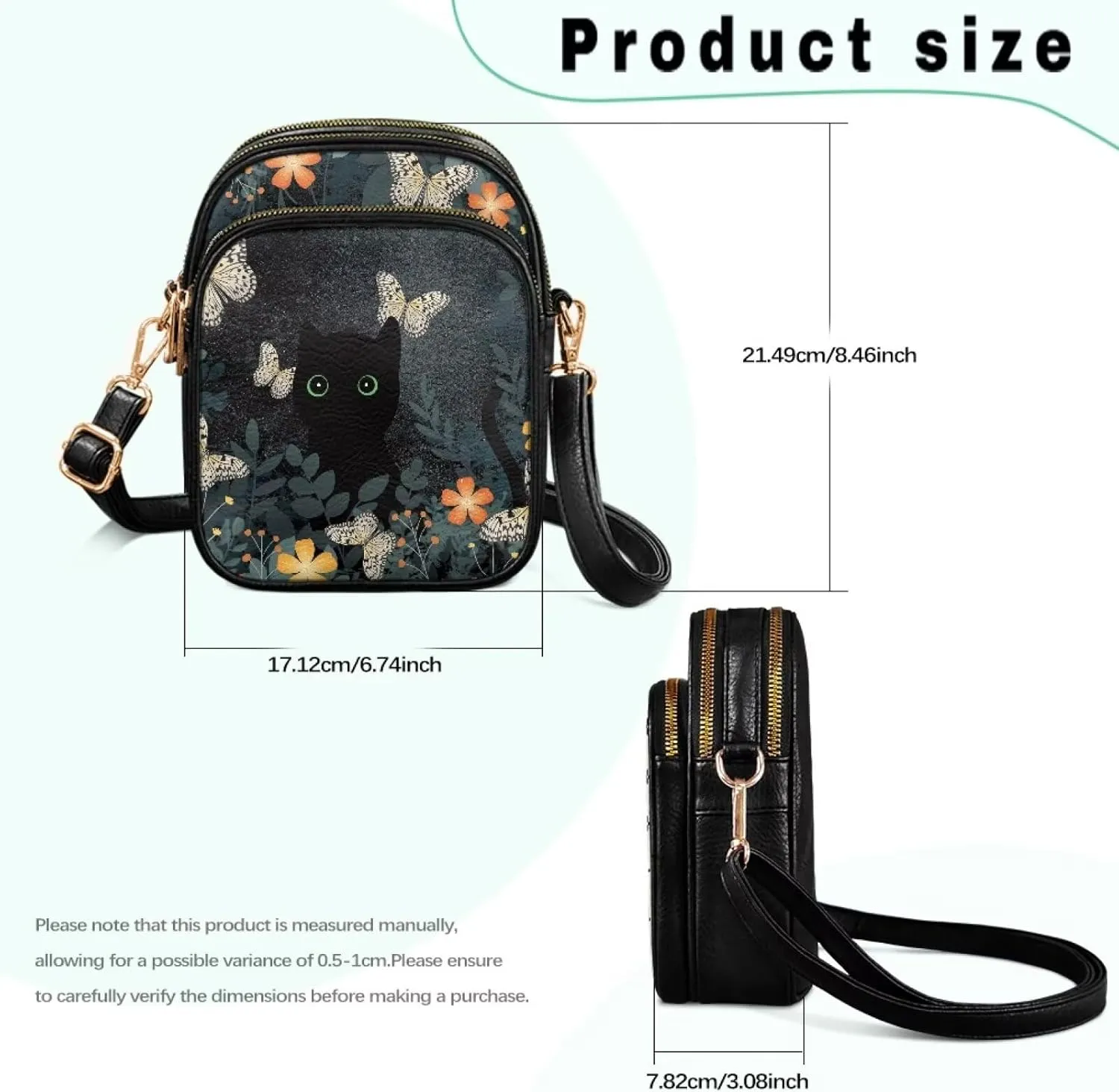 PU Leather Crossbody Bags for Women Ladies Lightweight Cross Body Shoulder Purses Handbag with Muti Zipper Pockets