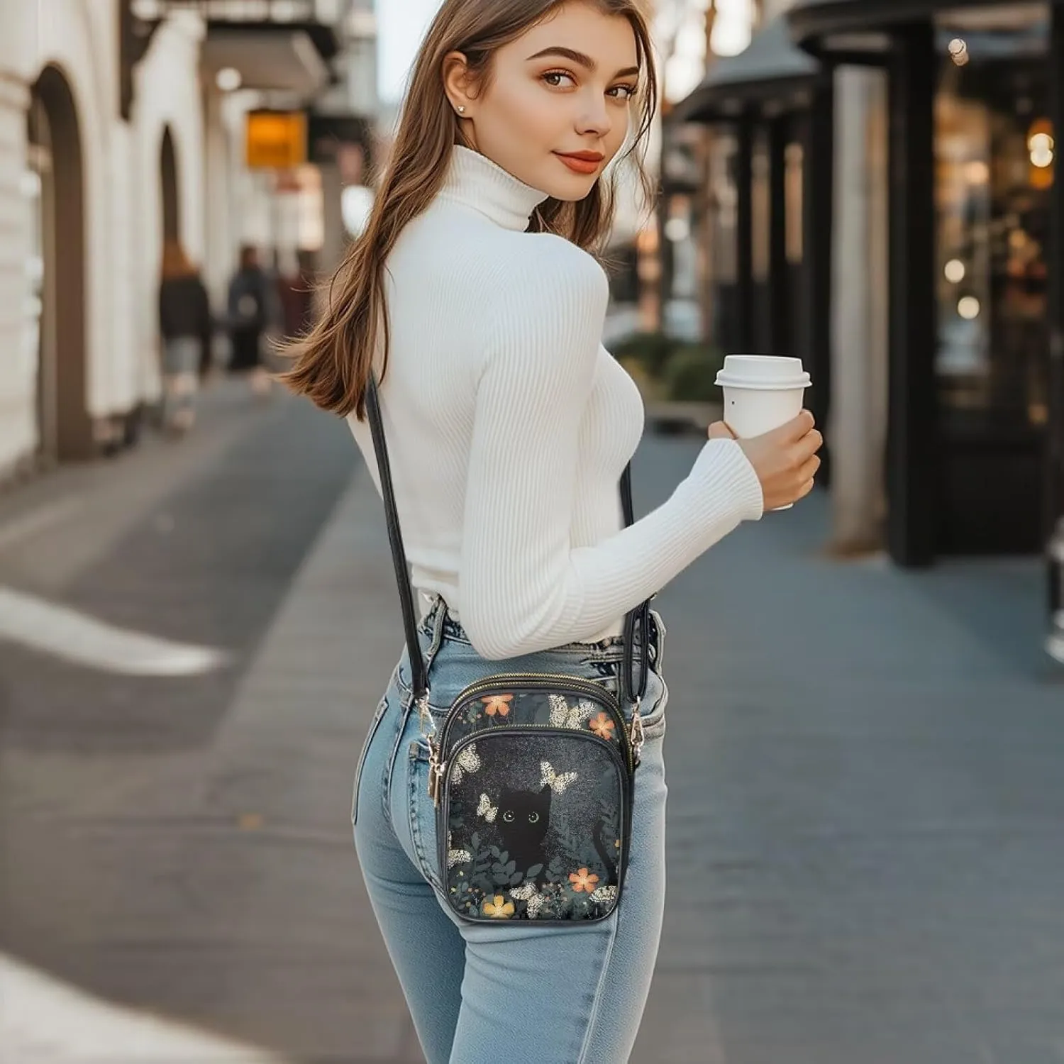 PU Leather Crossbody Bags for Women Ladies Lightweight Cross Body Shoulder Purses Handbag with Muti Zipper Pockets