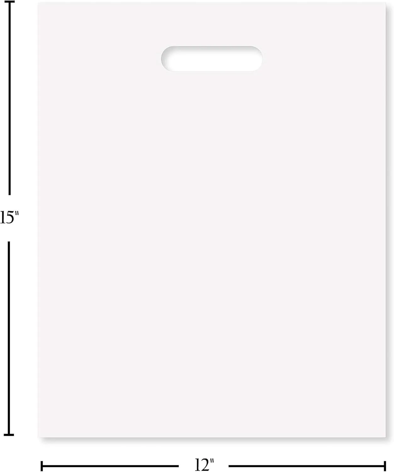 Purple Q Crafts Plastic Bag With Die Cut Handle Bag 12" x 15" White Plastic Merchandise Bags 200 Pack for Retail, Gifts, Trade Show and More
