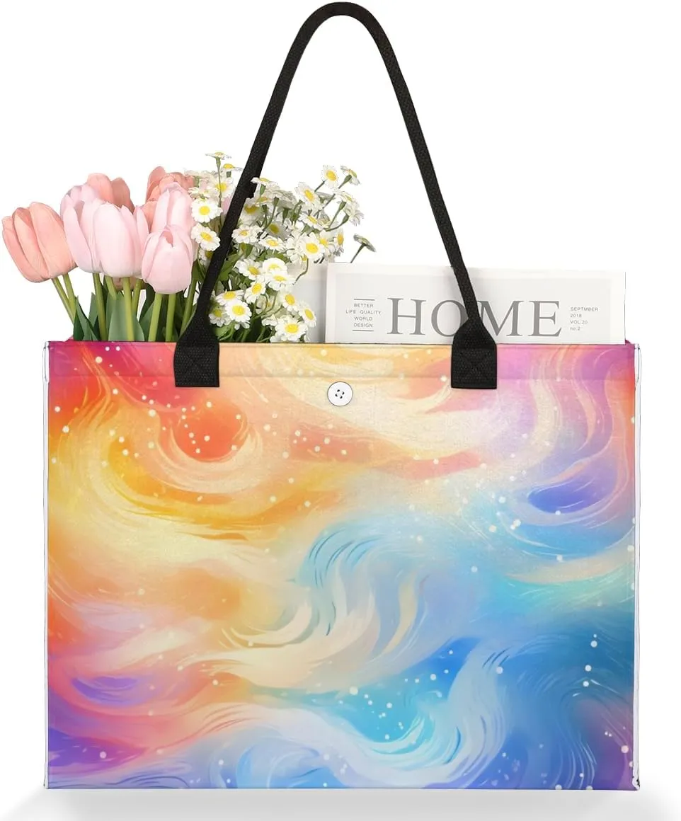 QsirBC Abstract Art Tote Bag for Women Shoulder Bags with Pockets Handbags Purses Large Totes