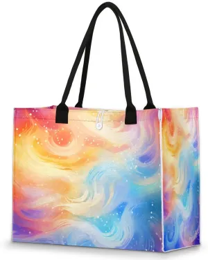QsirBC Abstract Art Tote Bag for Women Shoulder Bags with Pockets Handbags Purses Large Totes