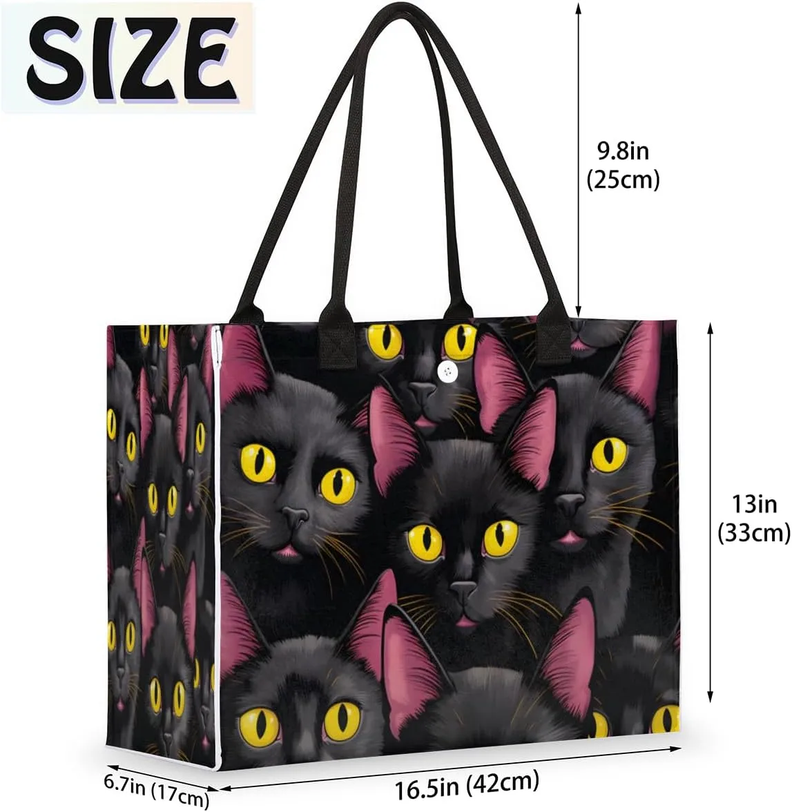 QsirBC Cats Animals Pattern Tote Bag for Women Shoulder Bags with Pockets Handbags Purses Large Totes