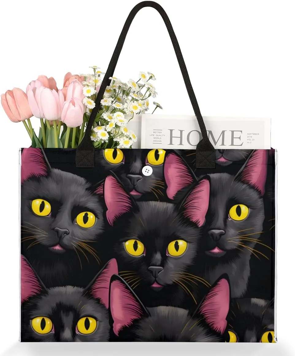 QsirBC Cats Animals Pattern Tote Bag for Women Shoulder Bags with Pockets Handbags Purses Large Totes
