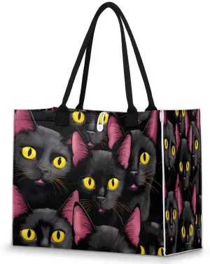 QsirBC Cats Animals Pattern Tote Bag for Women Shoulder Bags with Pockets Handbags Purses Large Totes