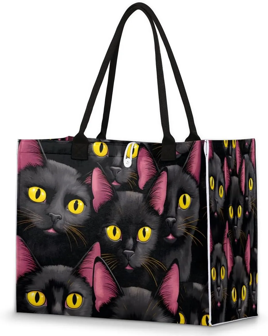 QsirBC Cats Animals Pattern Tote Bag for Women Shoulder Bags with Pockets Handbags Purses Large Totes