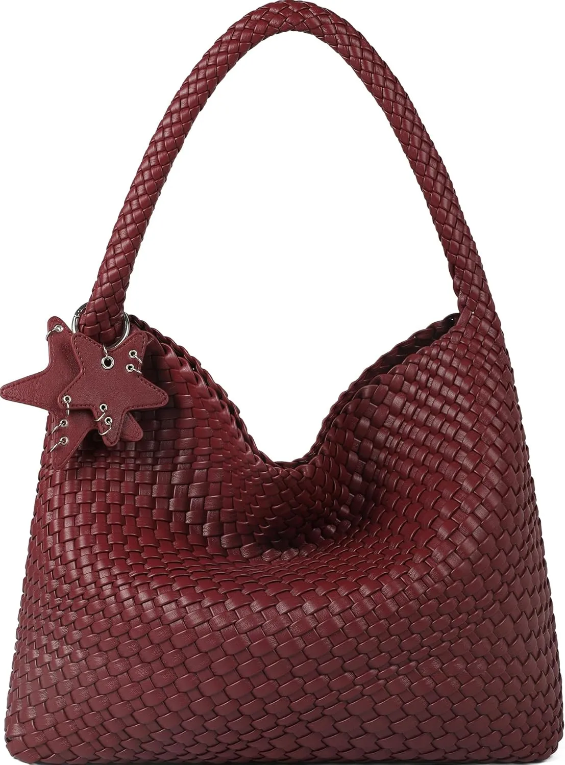 Queenoris Woven Tote Bag for Women, Fashion Vegan Leather Shoulder Handbags Summer Beach Bag Top-handle Travel Totes
