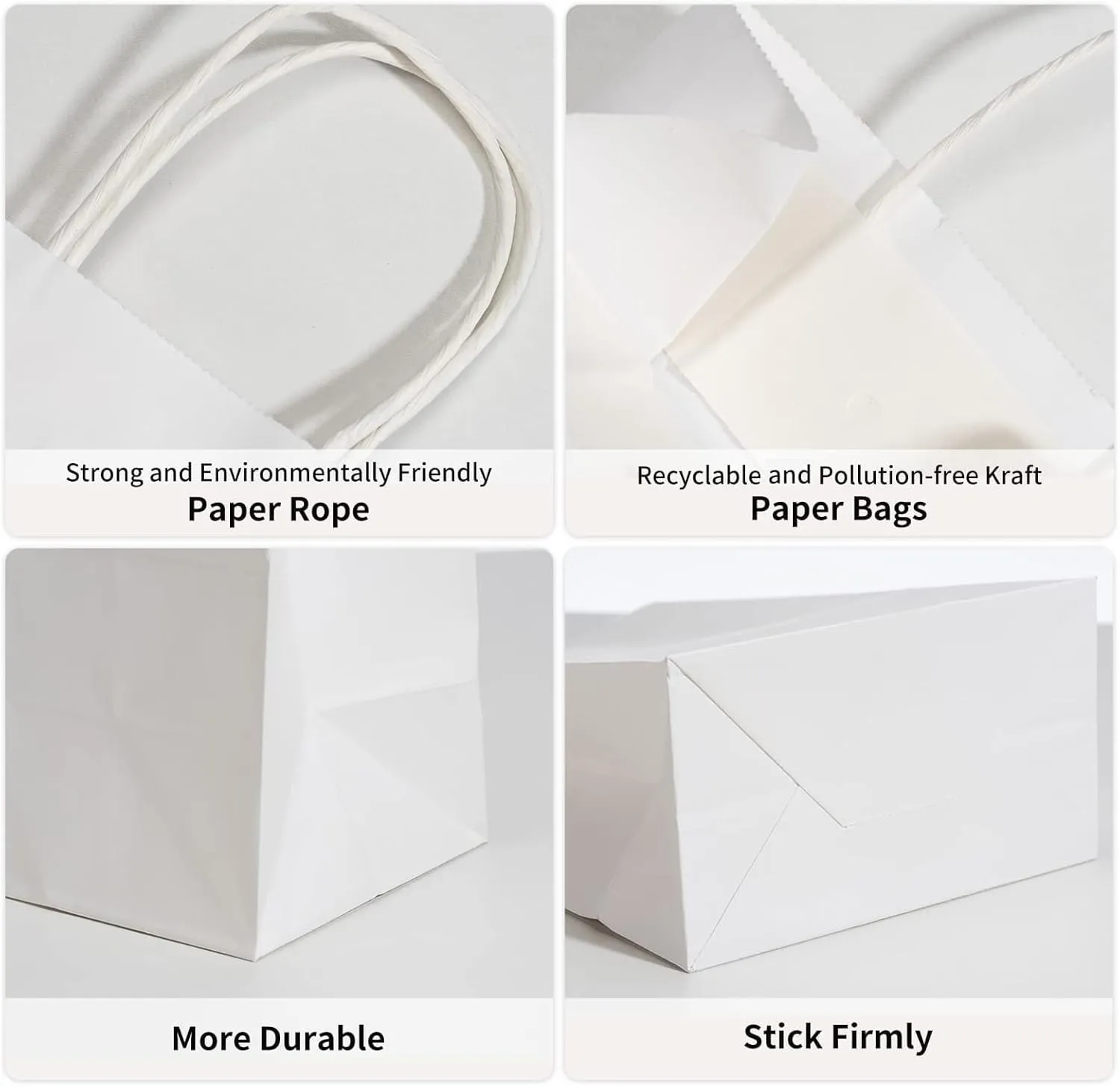 RACETOP 100 Pack Small Gift Bags 5.8x3.2x8.25 Inch White Kraft Paper Bags with Handles Bulk, Retail Shopping Bag for Birthday Party Favors, Grocery, Wedding, Craft