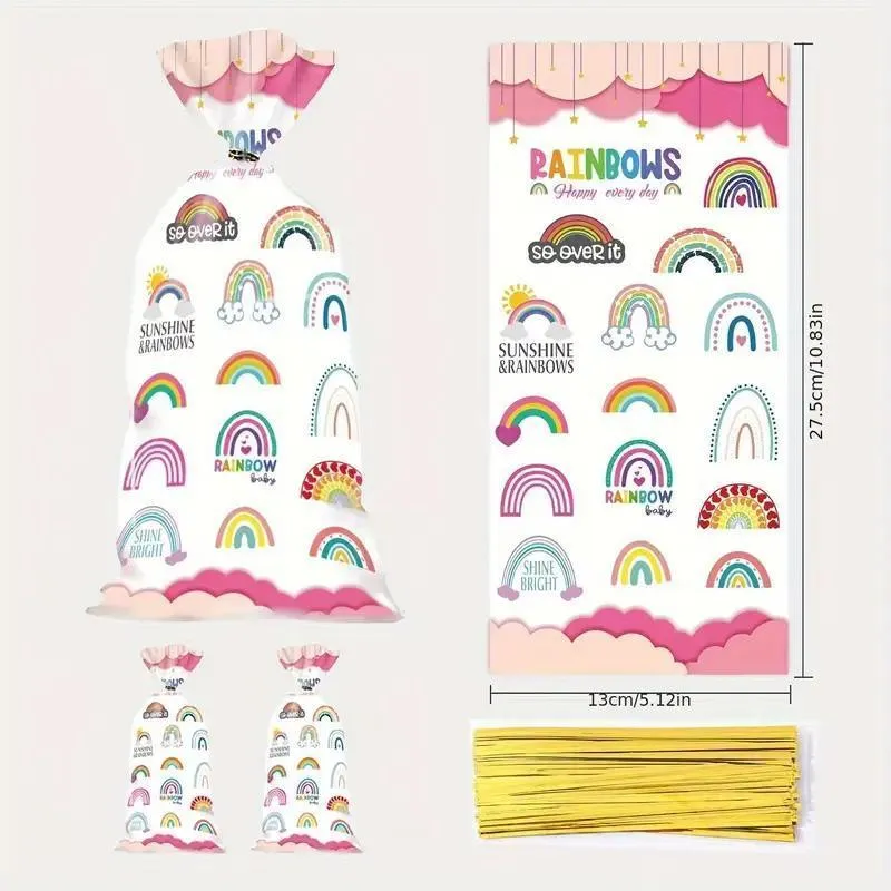 Rainbow Themed Cookie Bags OPP 150PCS