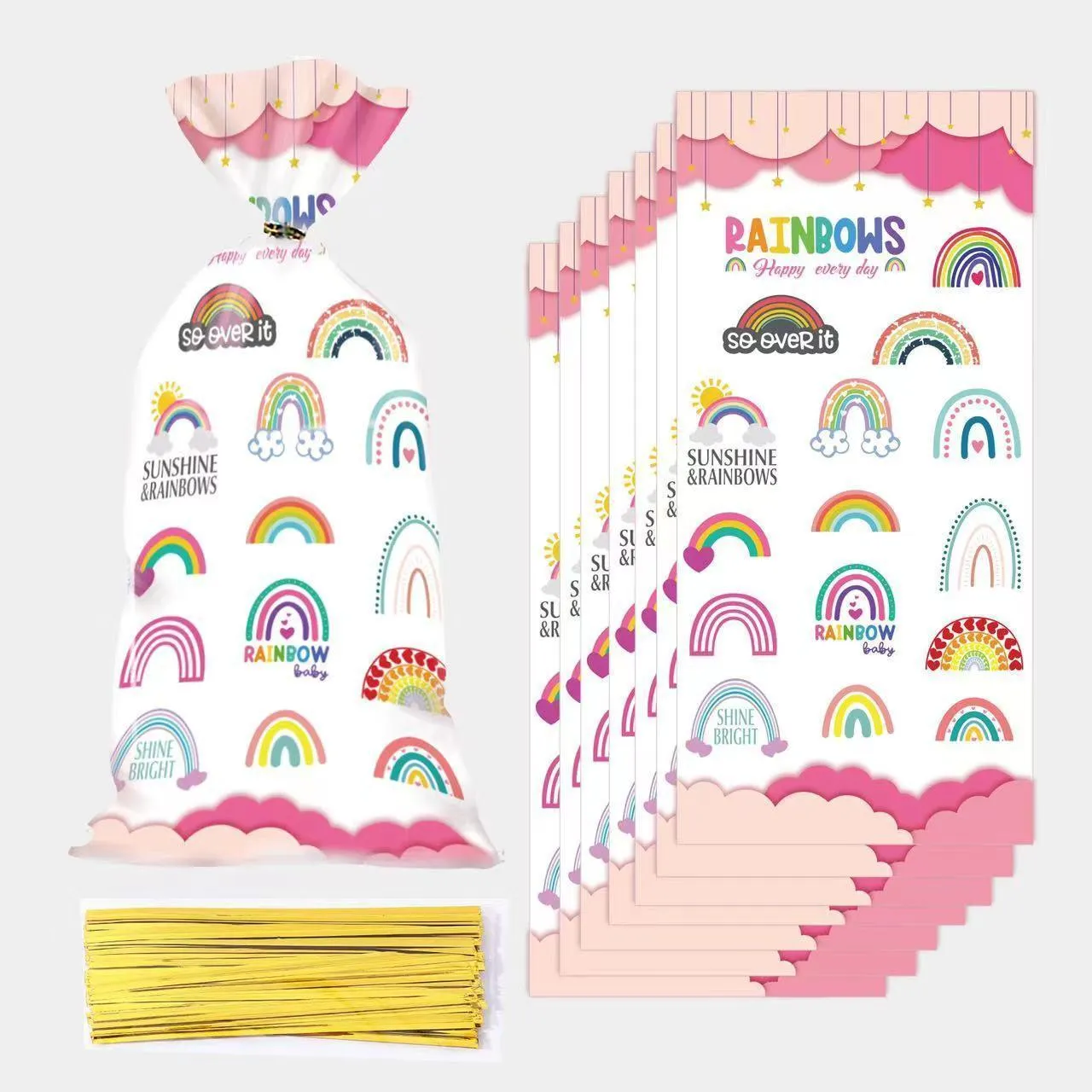 Rainbow Themed Cookie Bags OPP 150PCS