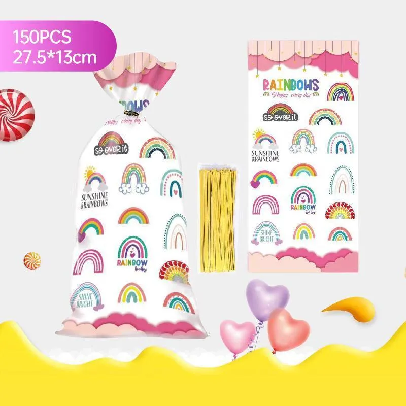 Rainbow Themed Cookie Bags OPP 150PCS