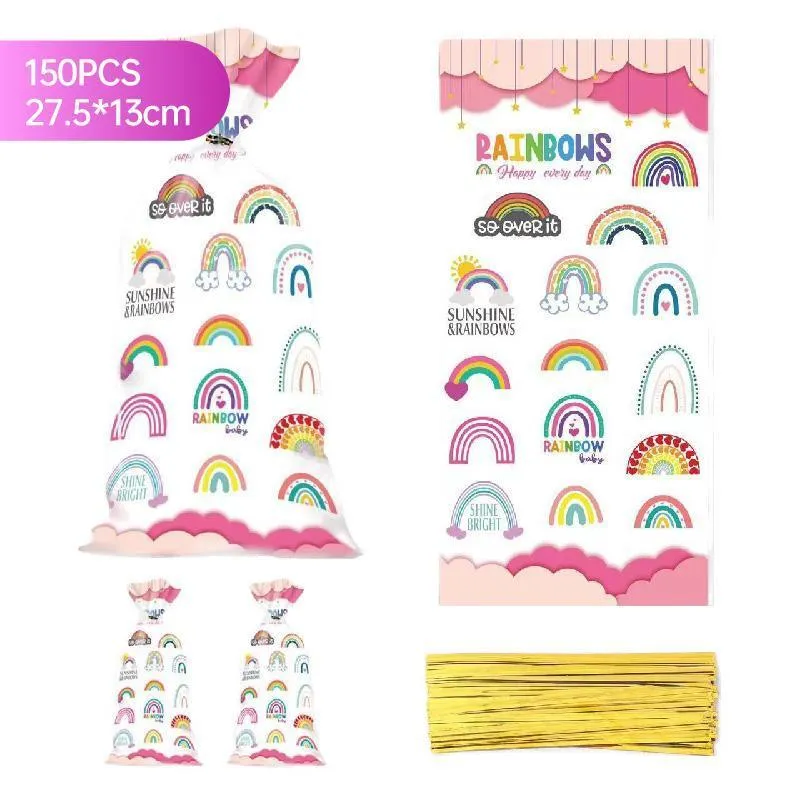 Rainbow Themed Cookie Bags OPP 150PCS