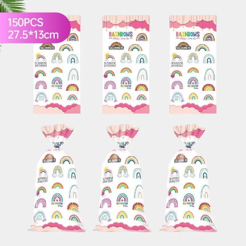 Rainbow Themed Cookie Bags OPP 150PCS