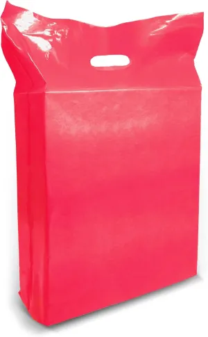 Red Merchandise Plastic Shopping Bag - 100 Pack 15" x 18" 1.25 mil Thick Pink, 2 in Gusset | Die Cut Handles | Perfect for Shopping, Party Favors, Birthdays, Parties | Color Red | 100% Recyclable